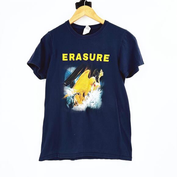 Erasure Crew Neck World Be Gone 2018 Concert Tour T-Shirt Small Double Sided - Picture 1 of 4